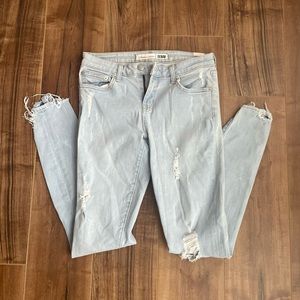 Lovers + Friends Skinny Jeans Women's Size 27 Blue High Rise Distressed Raw Hem